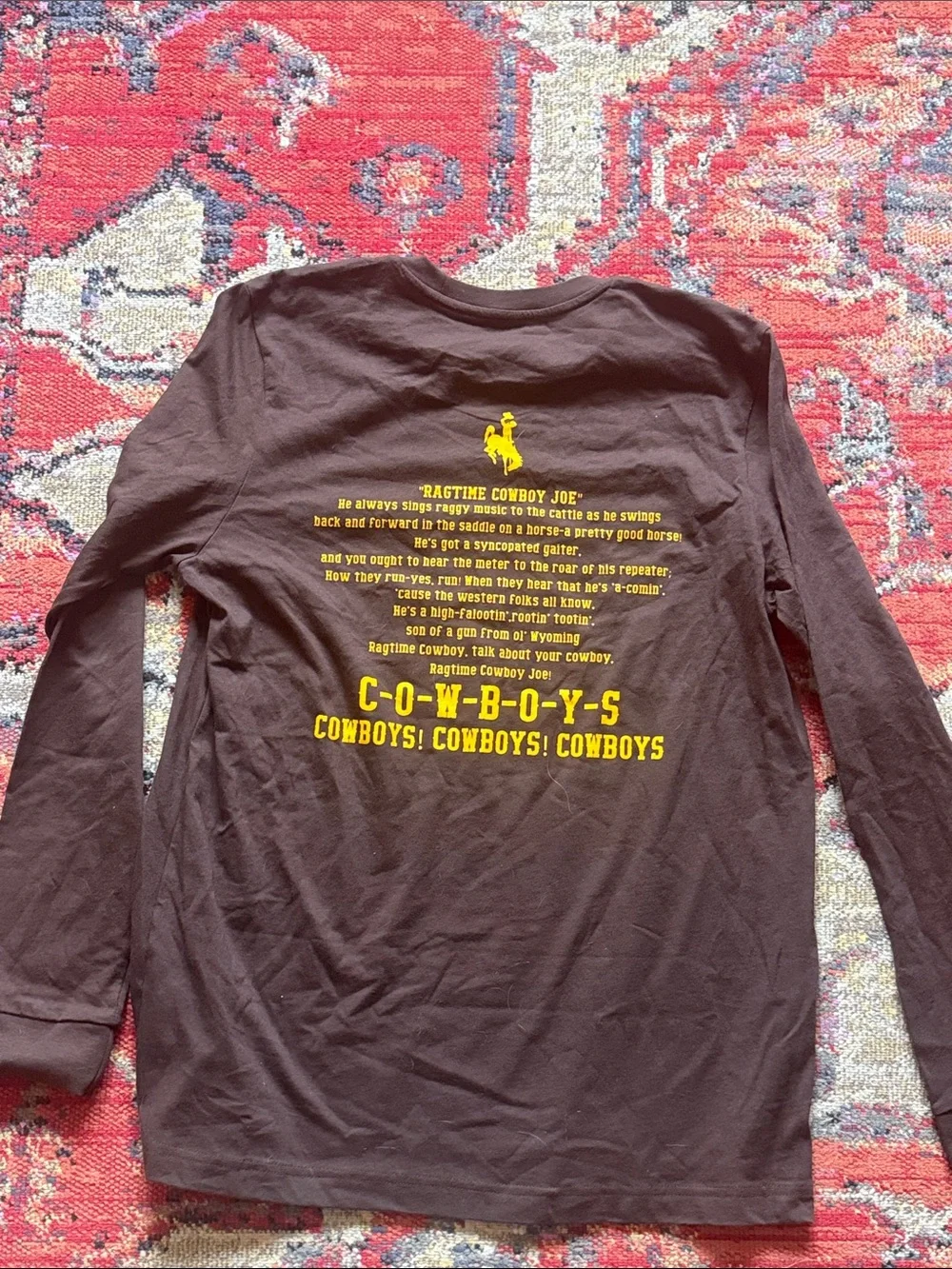 Adidas Wyoming Cowboys Ragtime Cowboy Joe Long Sleeve Graphic Tee Men’s Medium